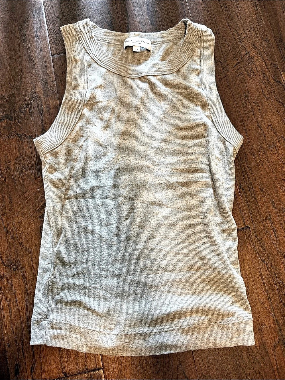 Michael Stars Gina Ribbed Crop Tank Top Beige XS